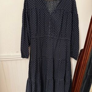 Madewell Navy Polka Dot Maxi Dress